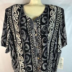 Tracy Richards Vintage Black and White Button-Up Blouse